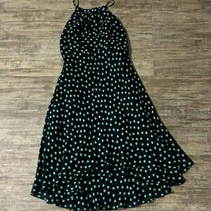 Nine West **Black and Turquoise Polka Dots Silk Dress 👗